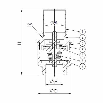 Diagram of In Line Check Foot Valve